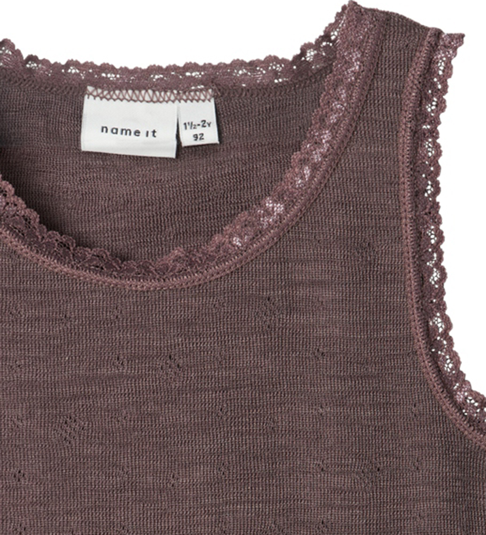 Name It Undershirt - Wool - NmfWang - Sparrow w. Pointelle