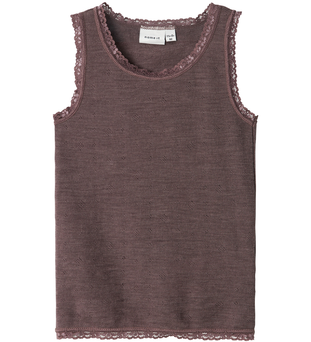 Name It Undershirt - Wool - NmfWang - Sparrow w. Pointelle