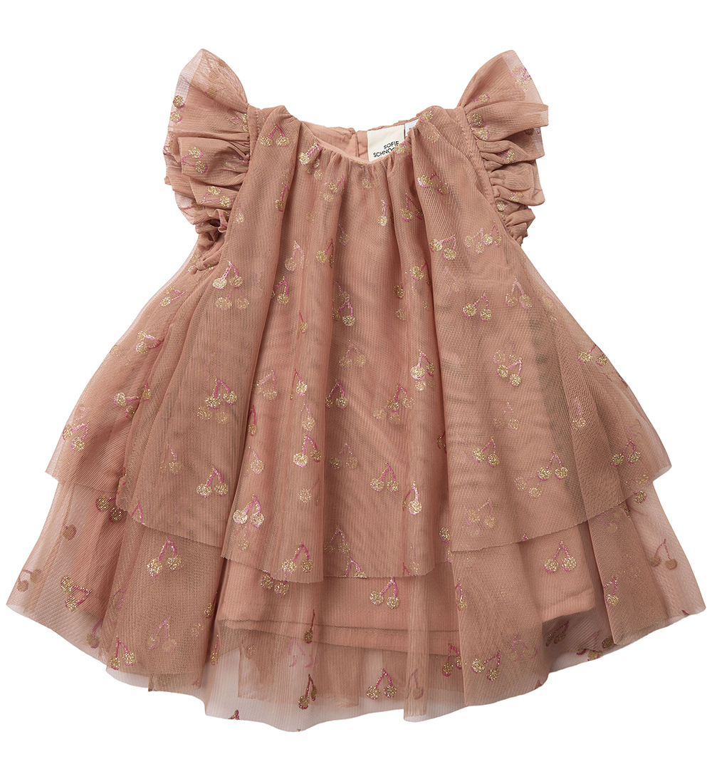 Sofie Schnoor Kleid - Rosig Brown m. Kirsche/Glitzer