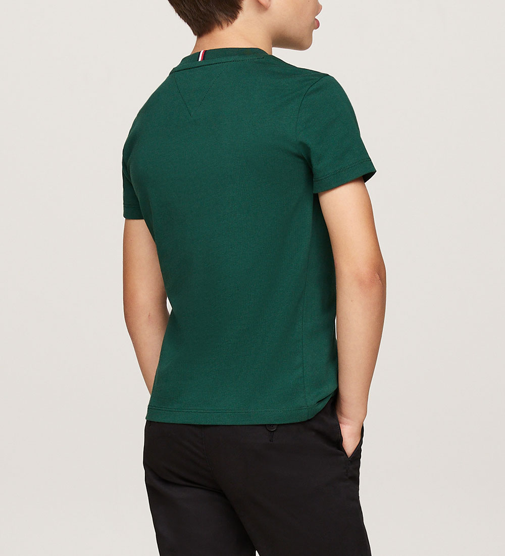 Tommy Hilfiger Stuttermabolur - TH Lógó Puff - Skraut Green