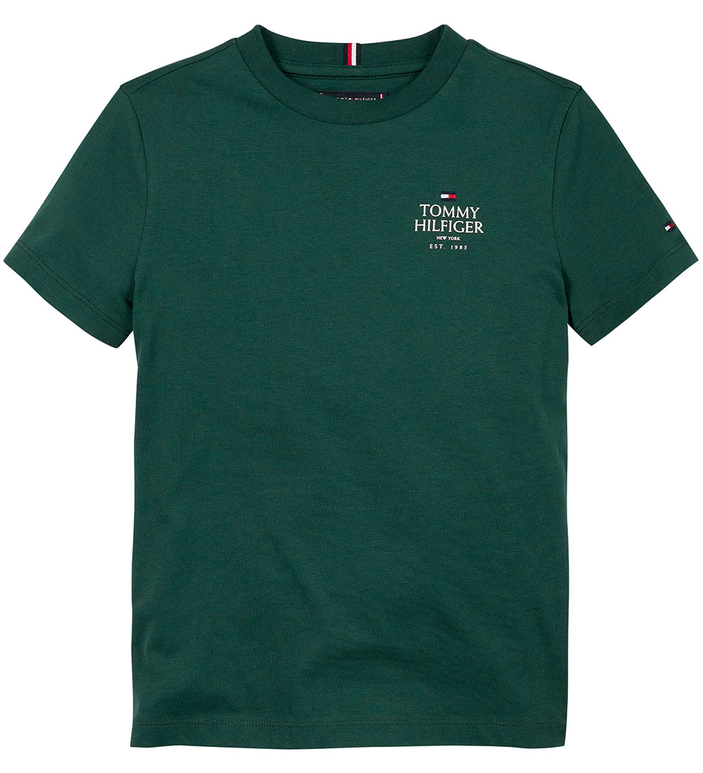 Tommy Hilfiger Stuttermabolur - TH Lógó Puff - Skraut Green