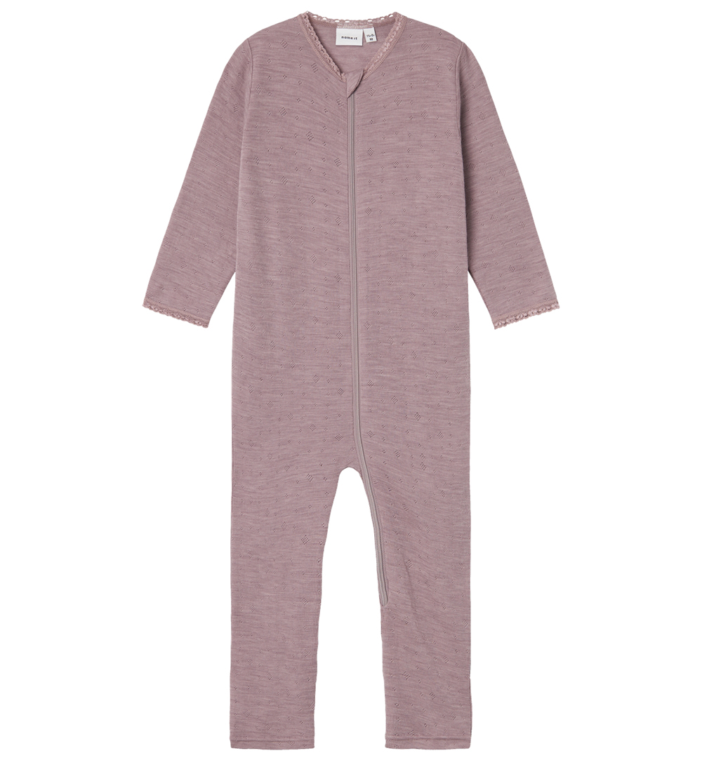 Name It Nightsuit - Wool - Noos - NmfWang - Purple Dove w. Point