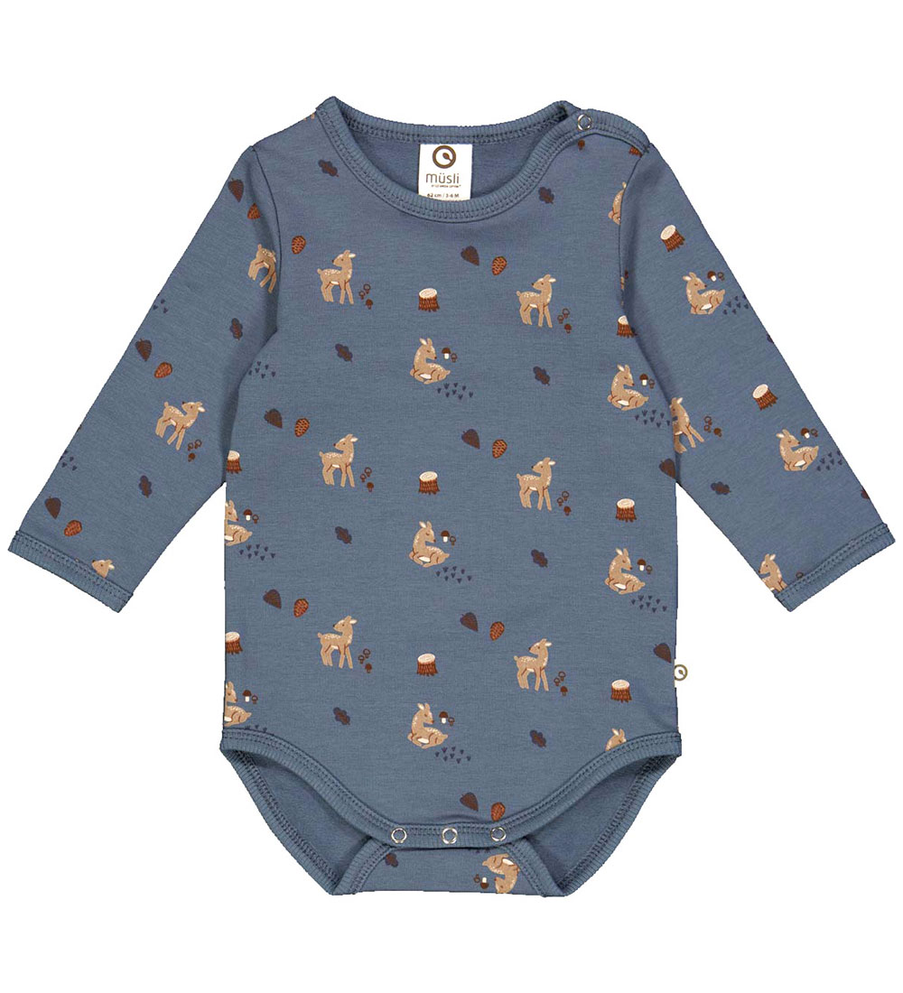 Müsli Bodysuit L/æ - Deer - Stormy Blue/Shade/Bark