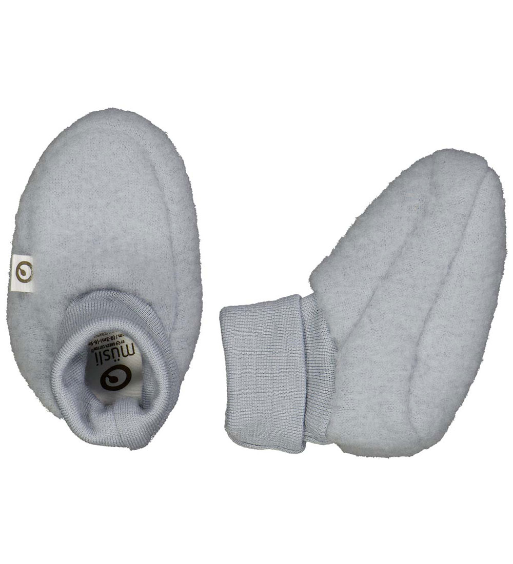 Müsli Krabbelschuhe - Wollig - Fleece - Jasmin Blue