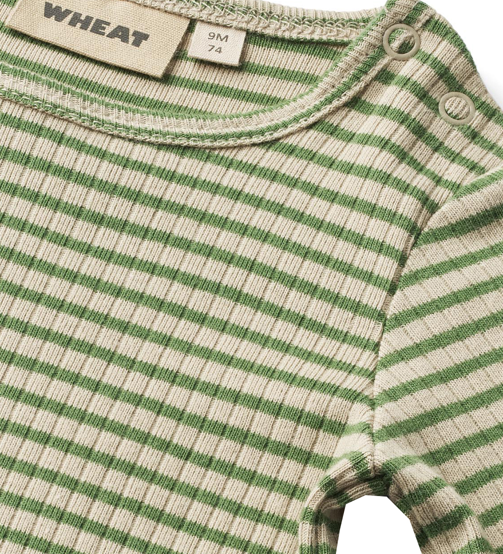 Wheat Bodysuit L/æ - Rib - Berti - Elm Green Stripe