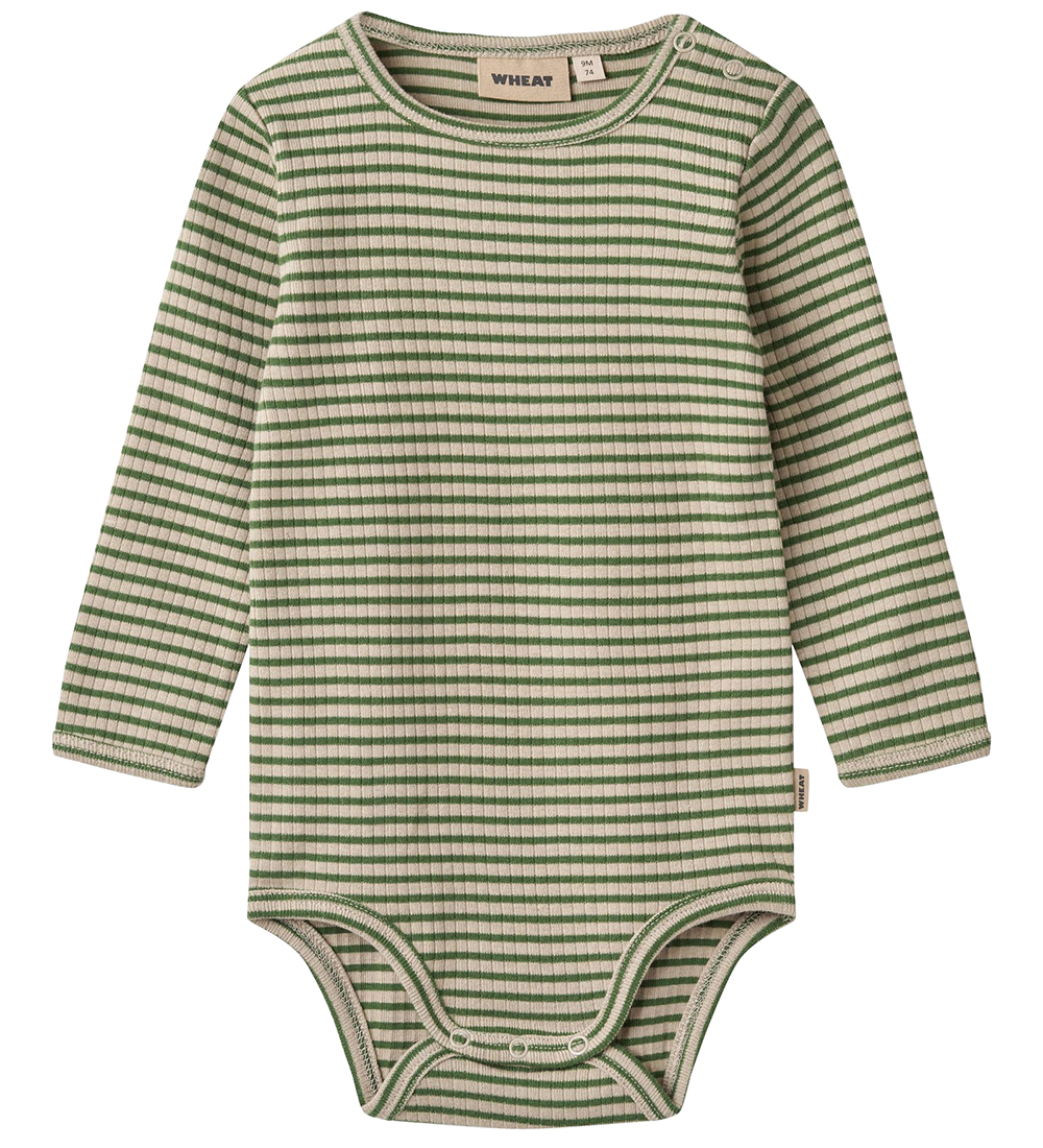 Wheat Bodysuit L/æ - Rib - Berti - Elm Green Stripe