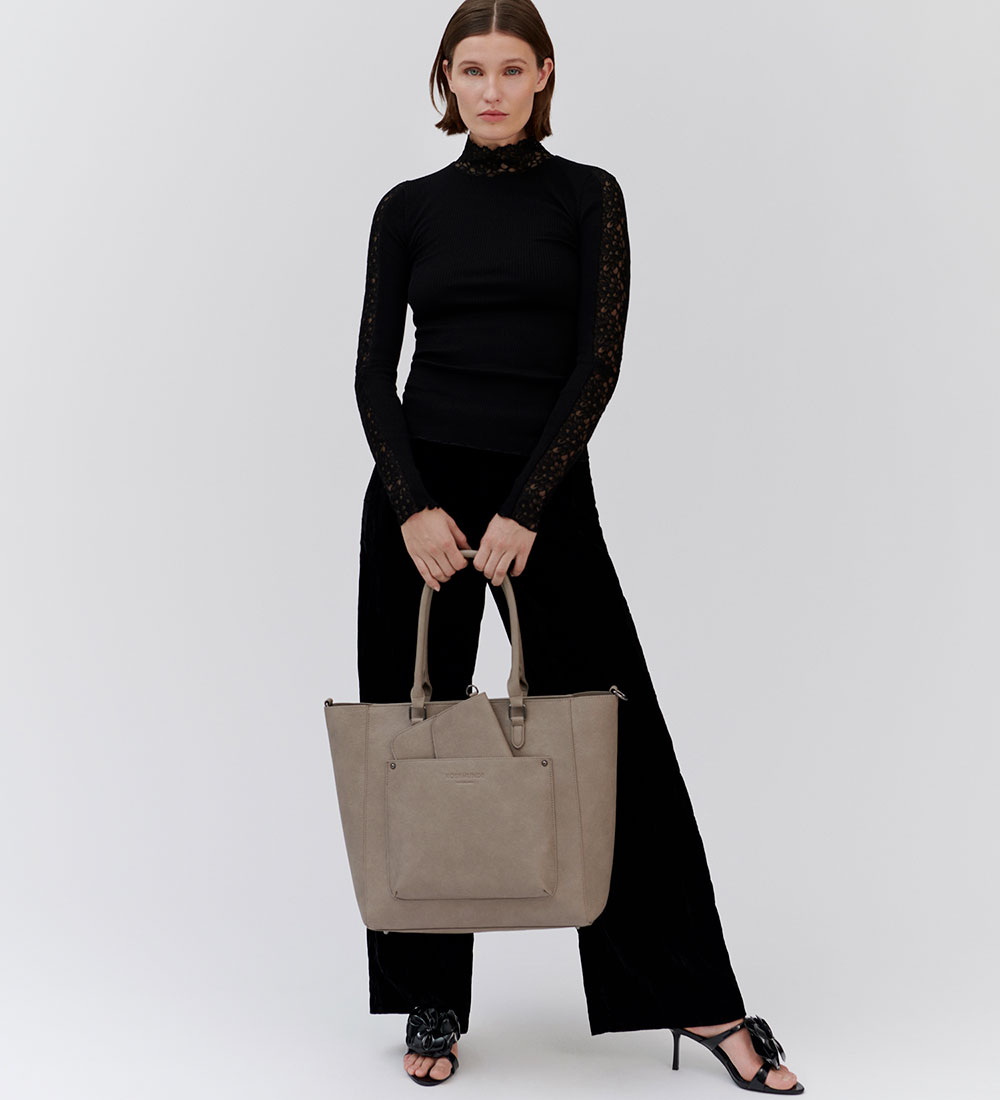 Rosemunde Shopper w. Clutch - 2 In 1 - Grey Black/Oxide