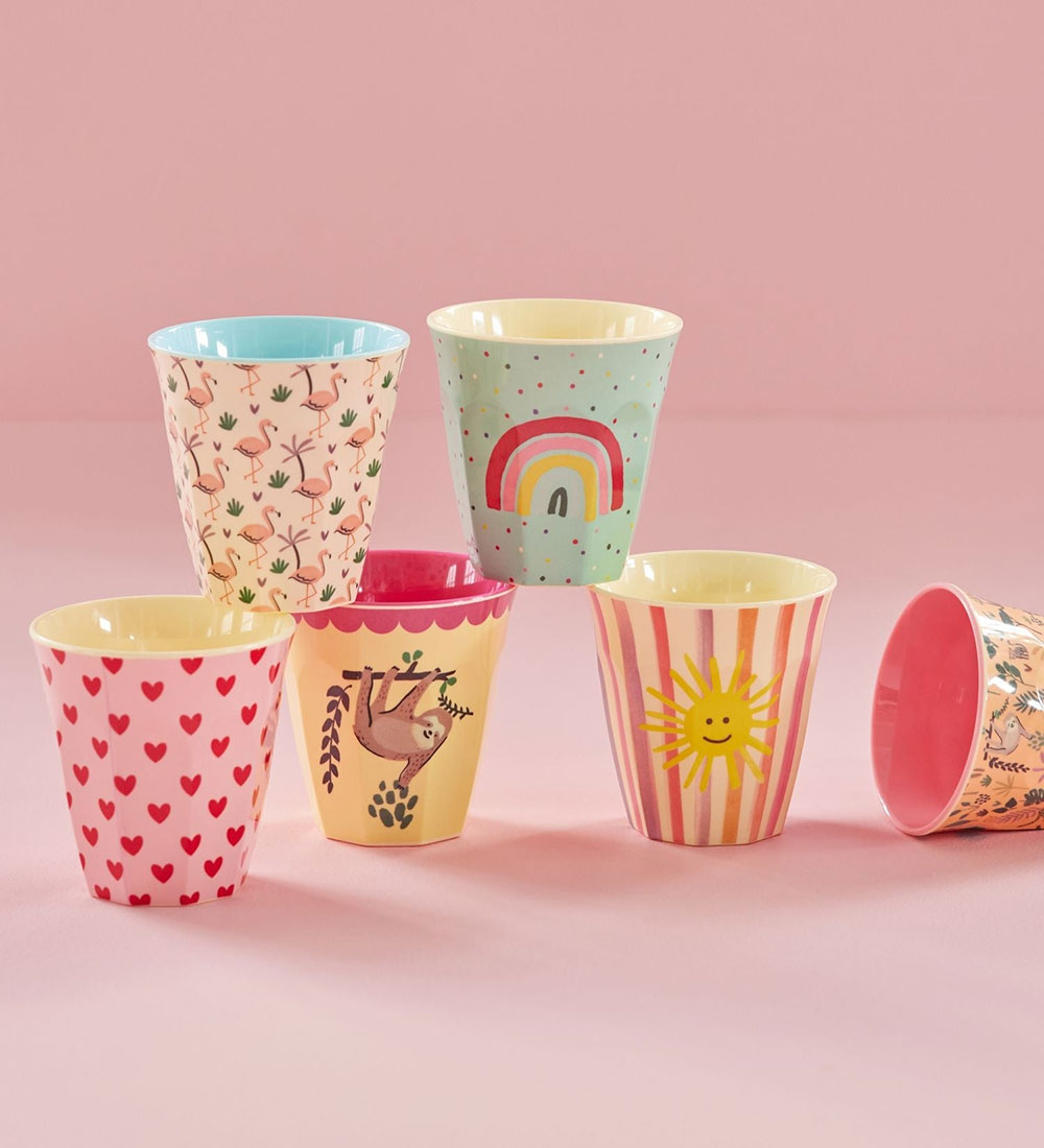 Rice Cups - Melamine - 6 pcs - 250 mL - Pink/Funky Prints