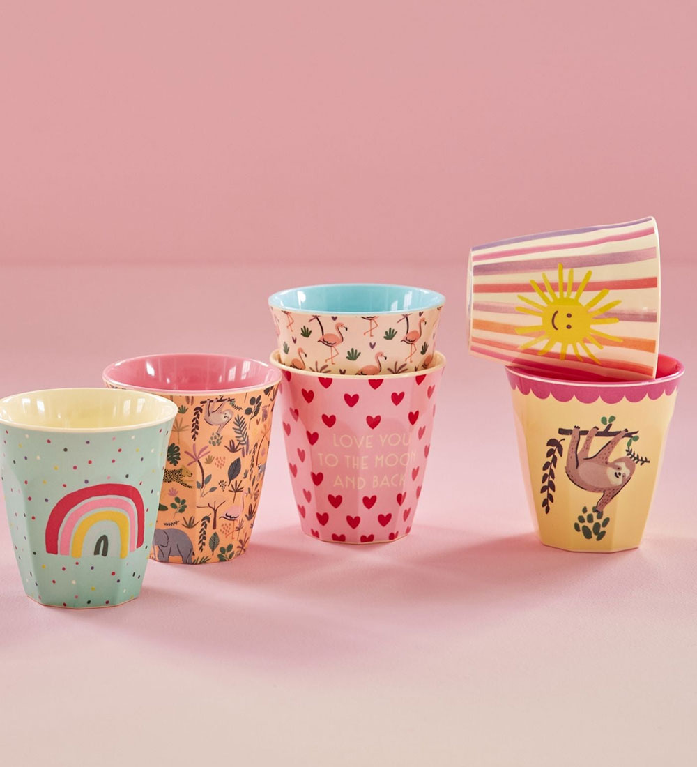 Rice Cups - Melamine - 6 pcs - 250 mL - Pink/Funky Prints