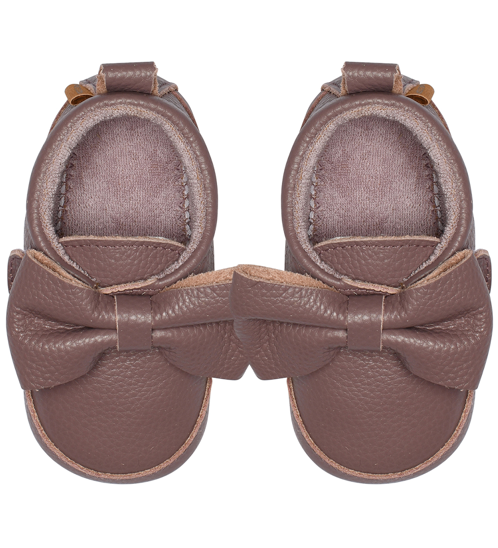 Melton Soft Sole Leather Shoes - Elderberry w. Bow