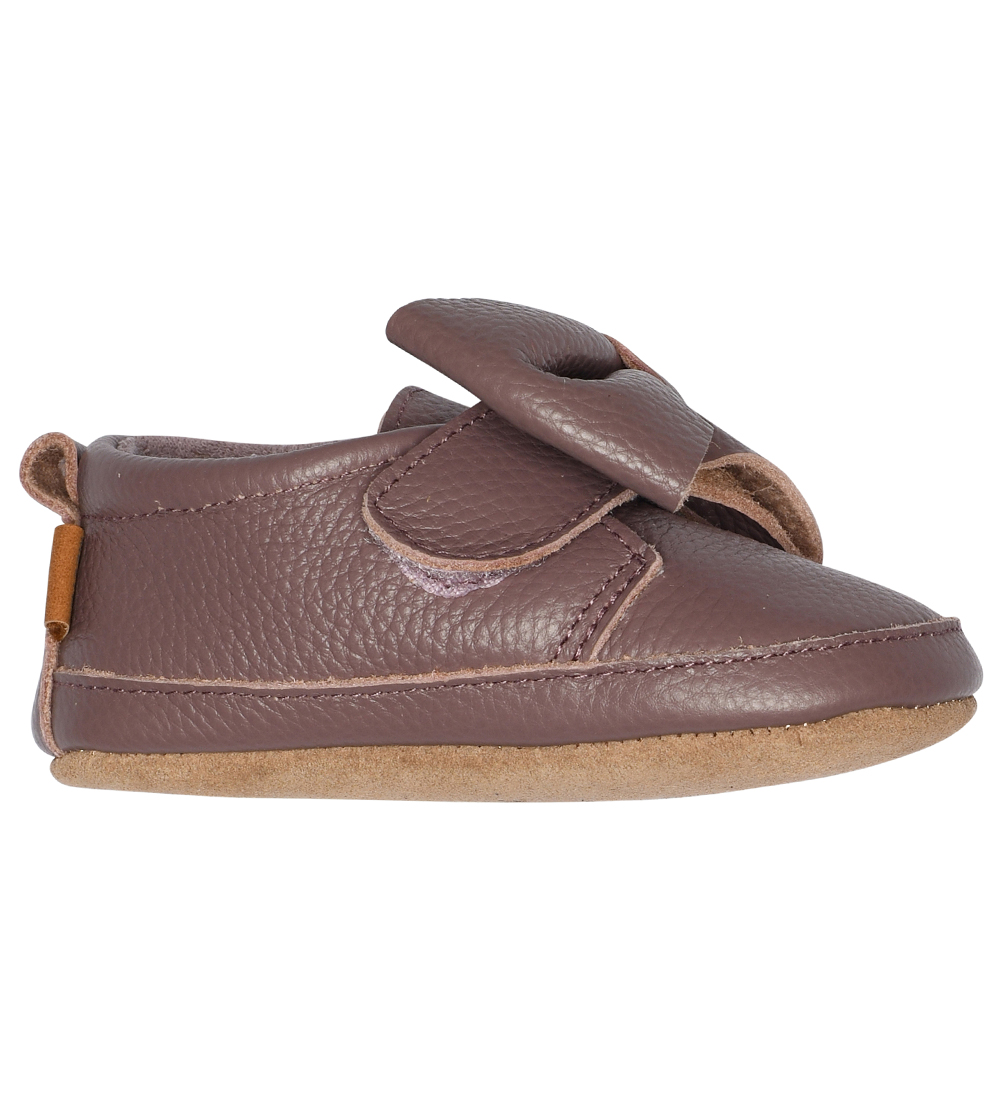 Melton Soft Sole Leather Shoes - Elderberry w. Bow