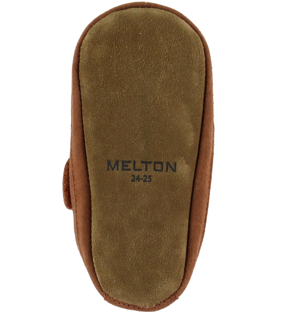 Melton Leder-Krabbelschuhe - Chestnut