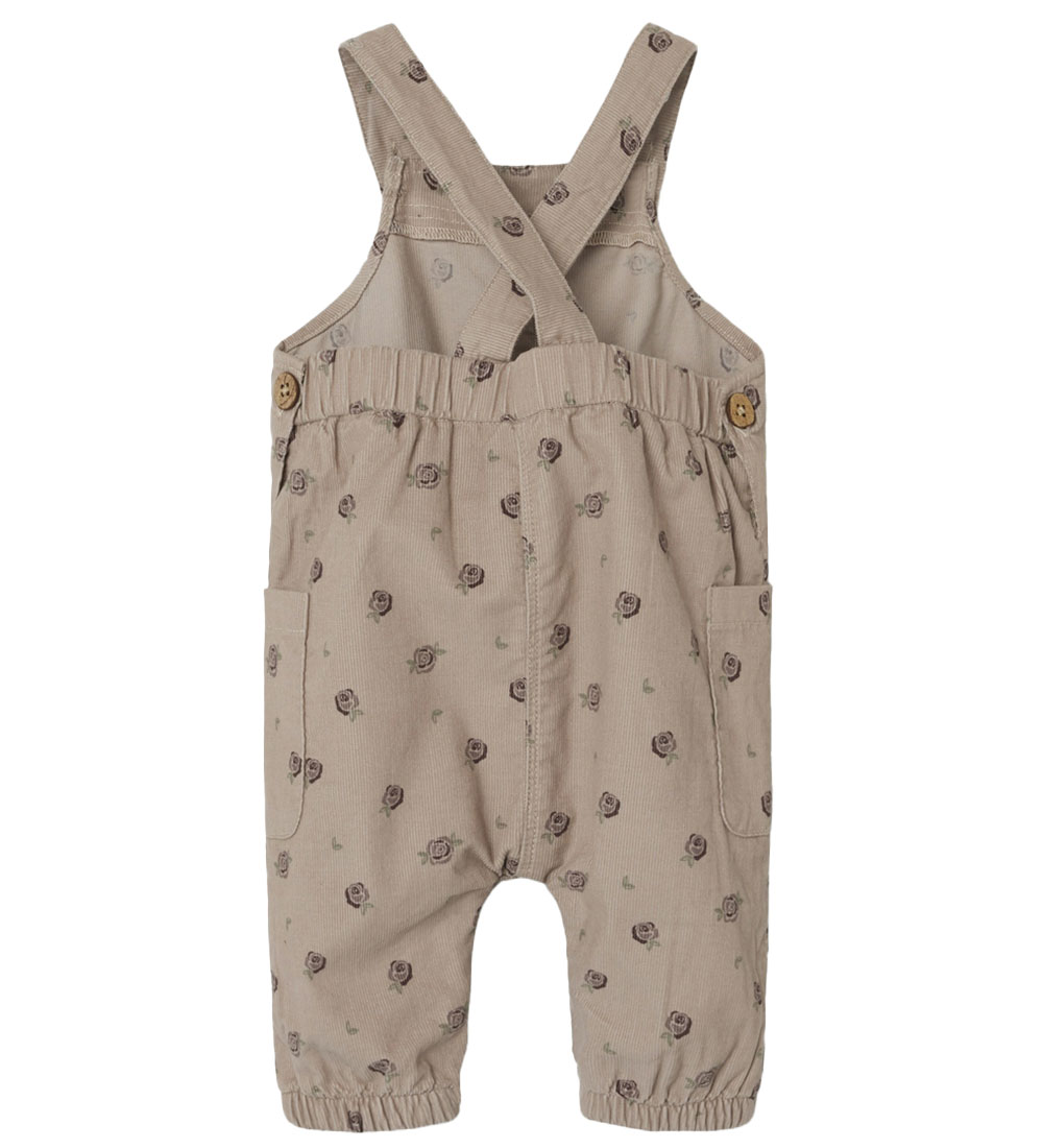 Lil' Atelier Overalls - Corduroy - NbfNola - Gray Morn/Floral