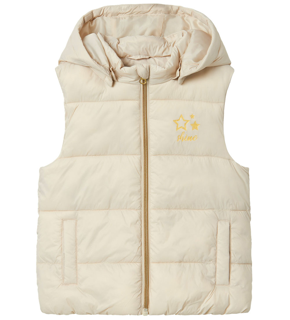 Name It Puffer Vest - NmfMonay - Moonbeam w. Print
