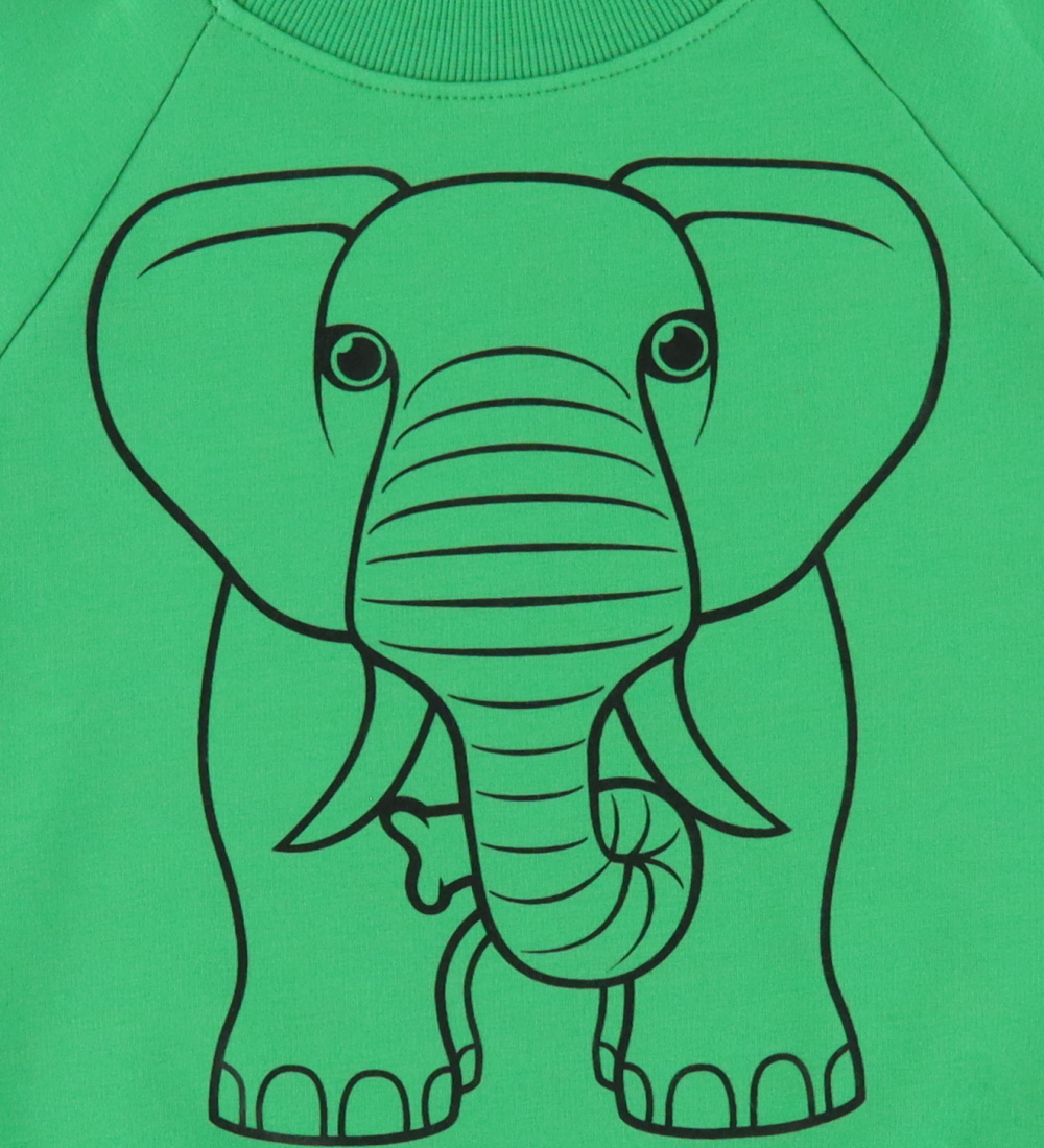 DYR-Cph Sweatshirt - Animal Bellow - Green Outline Elephant