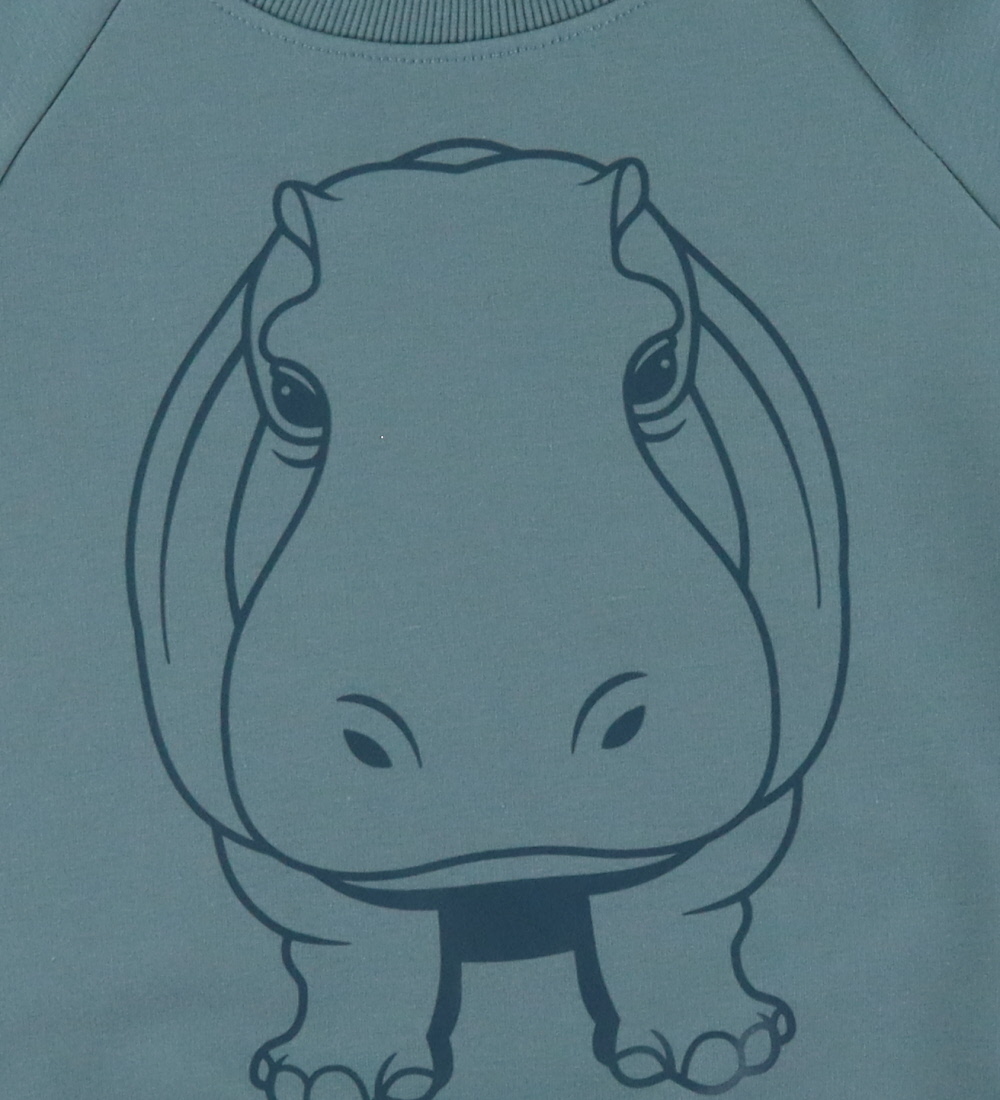 DYR-Cph Sweatshirt - Animal Bellow - Blue Grey Outline Hippo