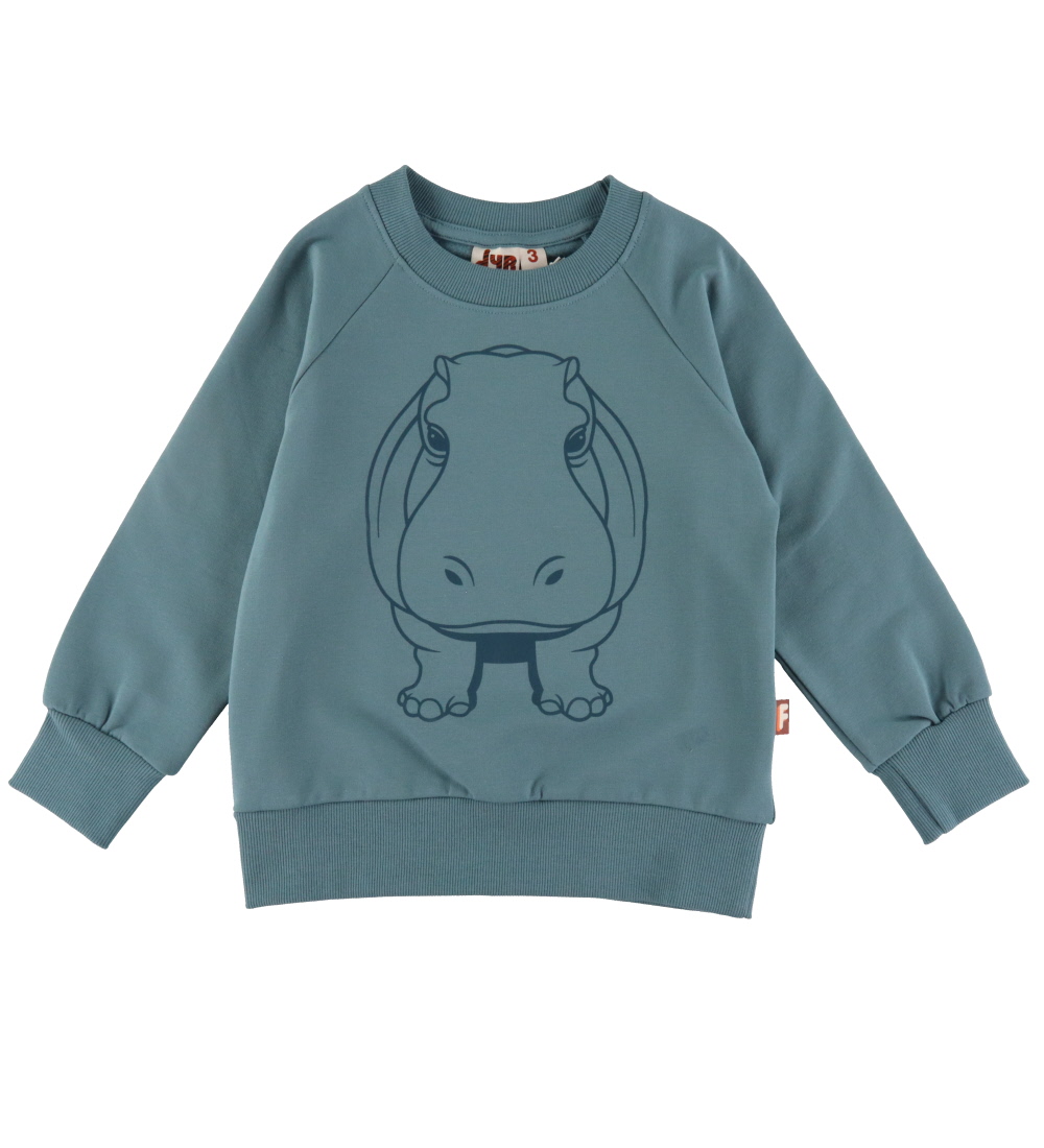 DYR-Cph Sweatshirt - Animal Bellow - Blue Grey Outline Hippo