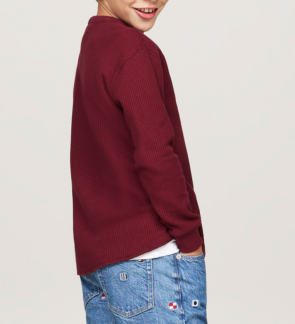 Tommy Hilfiger Blouse - Flag Mini Waffle - Deep Rouge