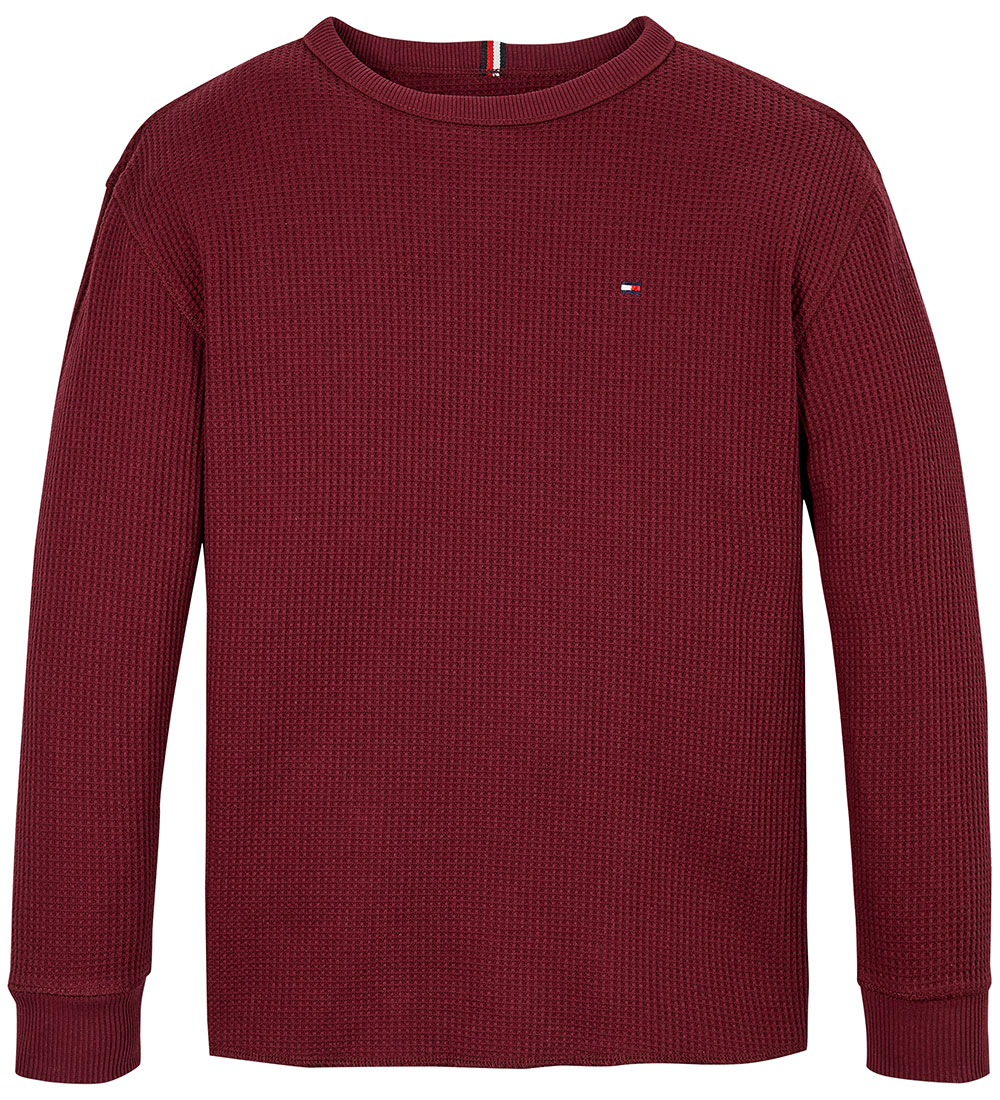 Tommy Hilfiger Blouse - Flag Mini Waffle - Deep Rouge