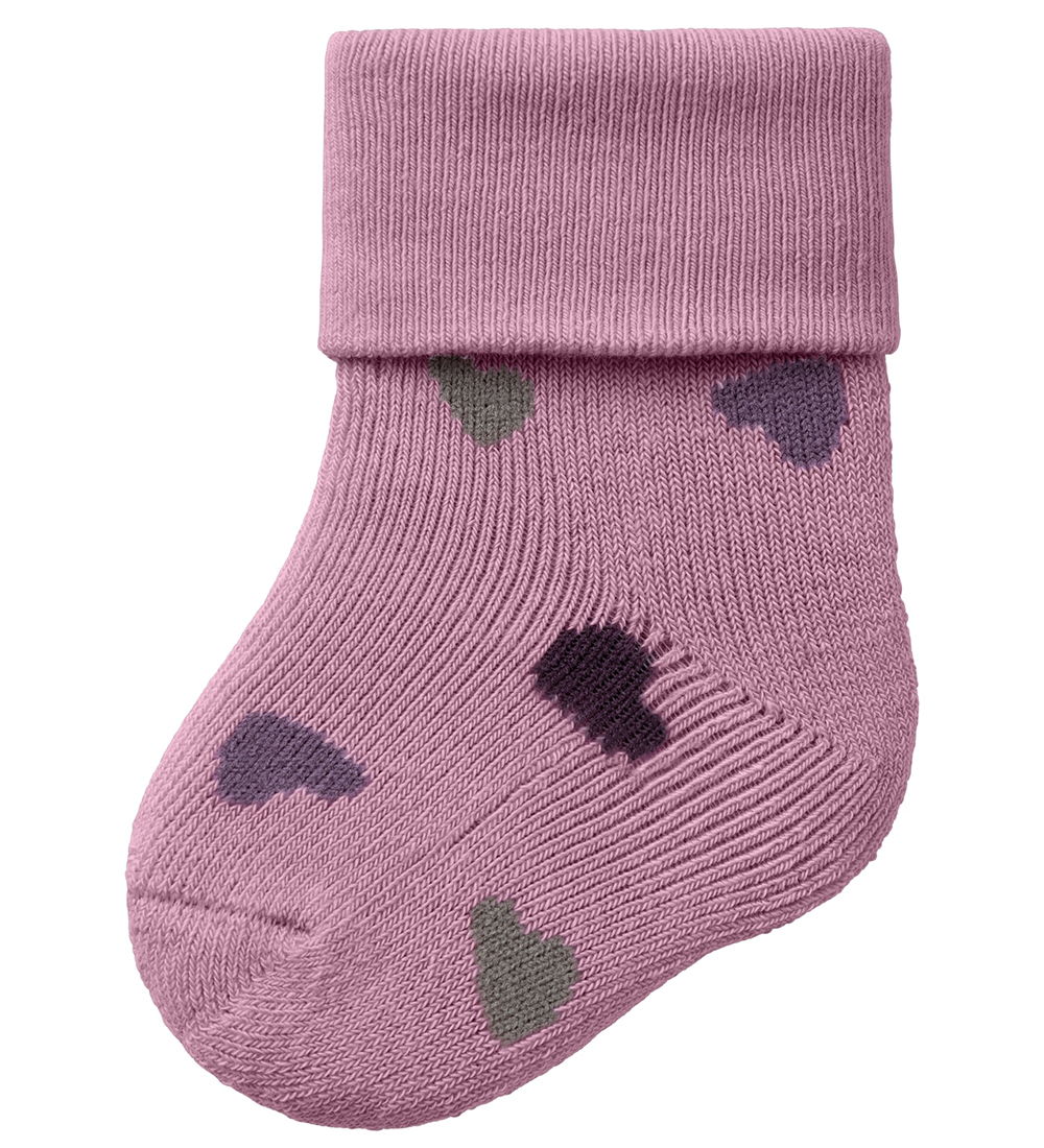 Name It Socks - NbfOrir - Mauve Orchid w. Hearts
