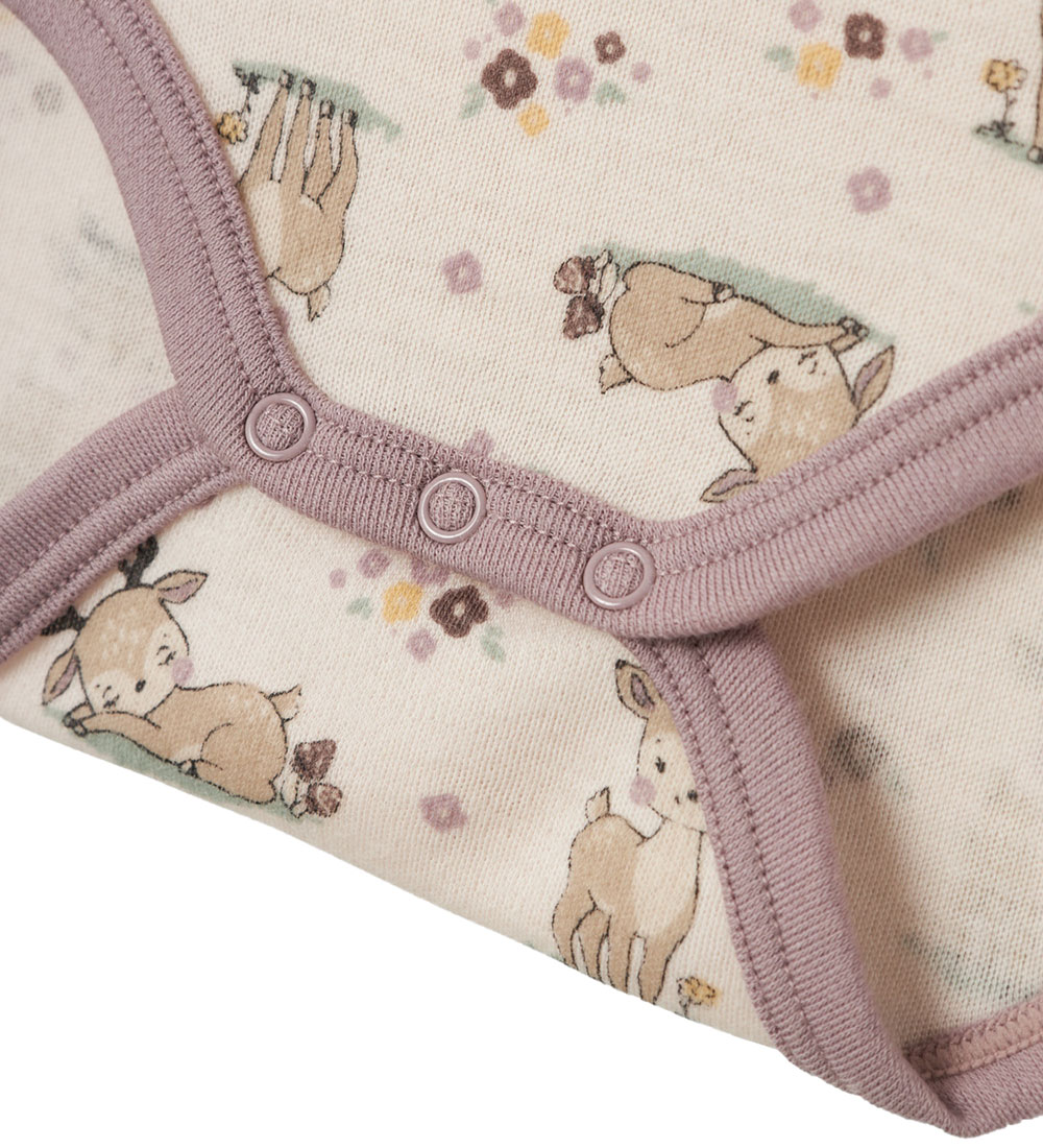 Name It Bodysuit L/æ - Wool - NmfWillit - Lilac Ash w. Deer