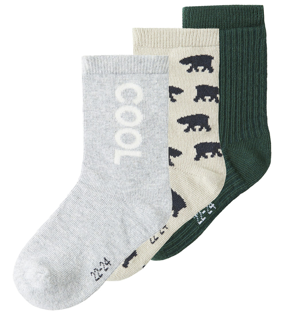 Name It Socks - NmmKosy - 3-Pack - Pure Cashmere/Grey Melange/
