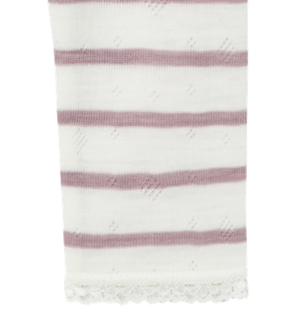 Name It Leggings - Wool - Noos - NbfWang - Snow White/Purple Dov