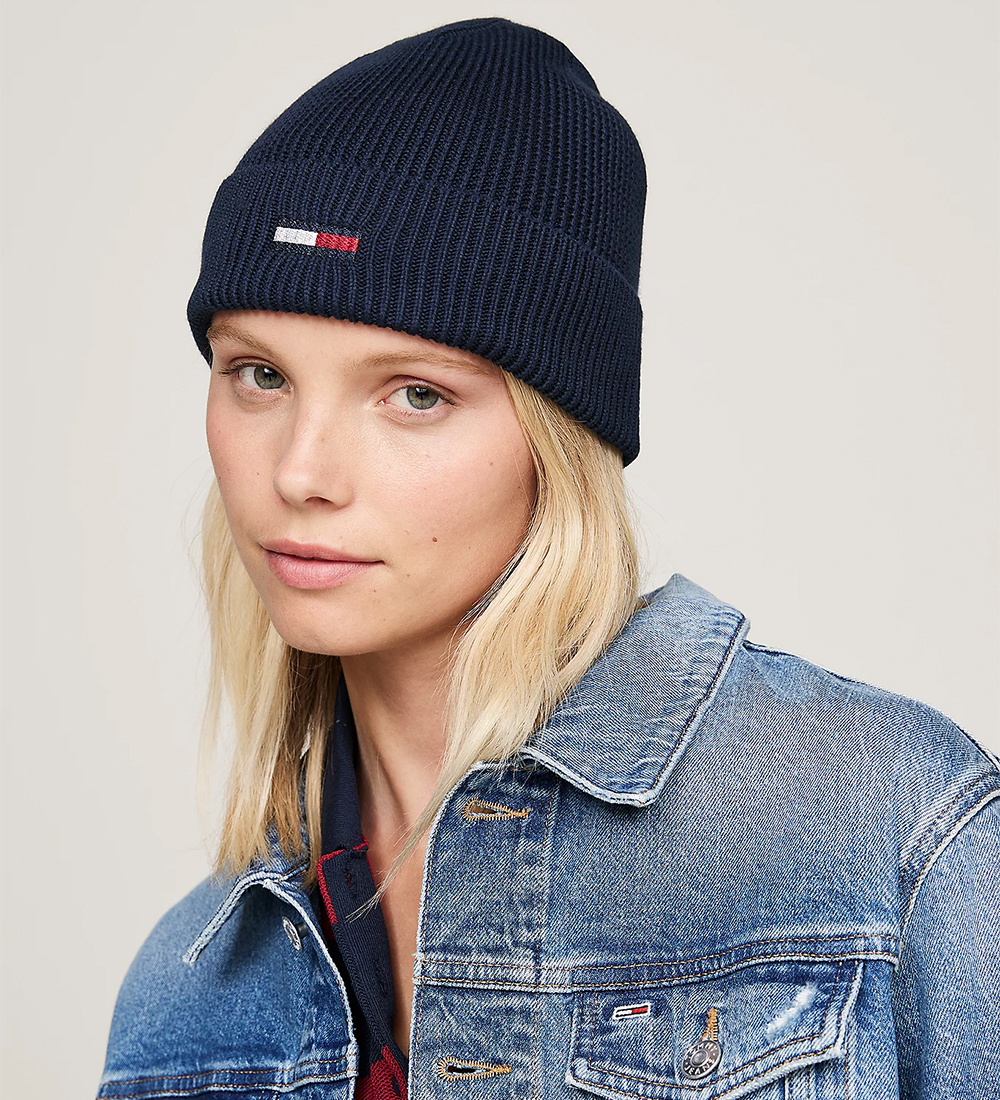 Tommy Hilfiger Beanie - Knitted - Elongated Flag - Black