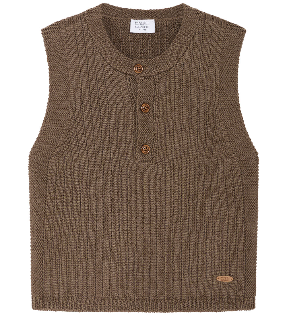 Hust and Claire Waistcoat - Knitted - Wool - Edi - Coffee