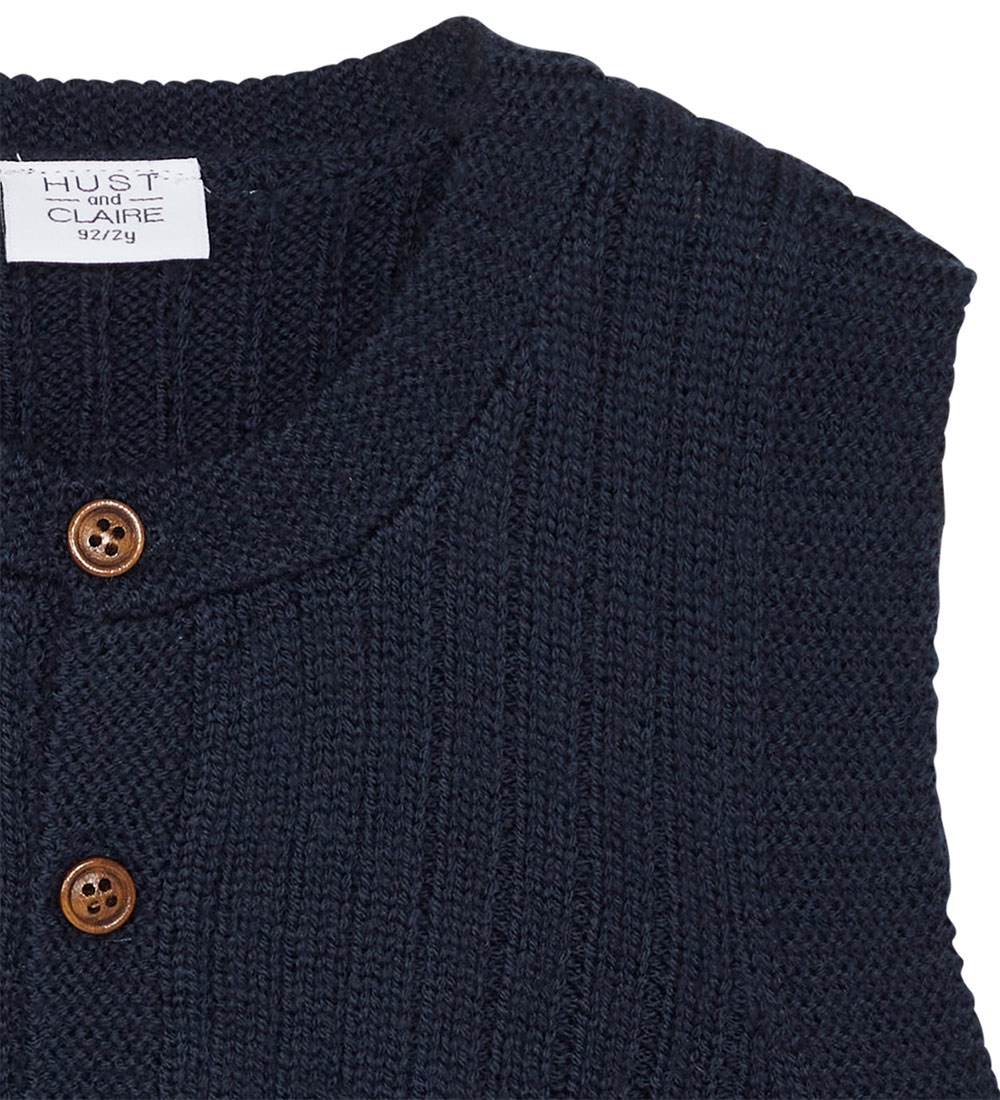Hust and Claire Waistcoat - Knitted - Wool - Edi - More Navy
