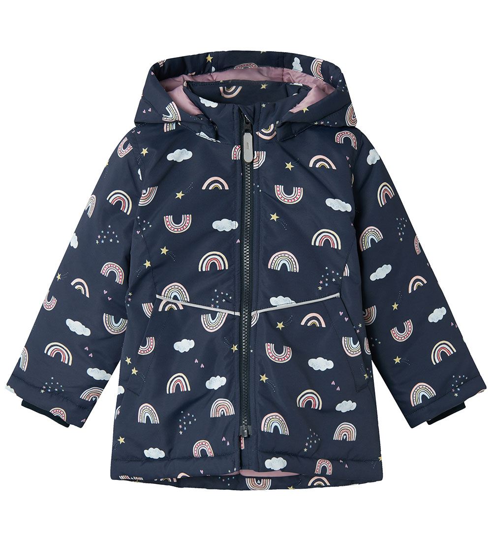 Name It Fóðraður jakki - NmfMaxi - Dark Sapphire/Rainbow