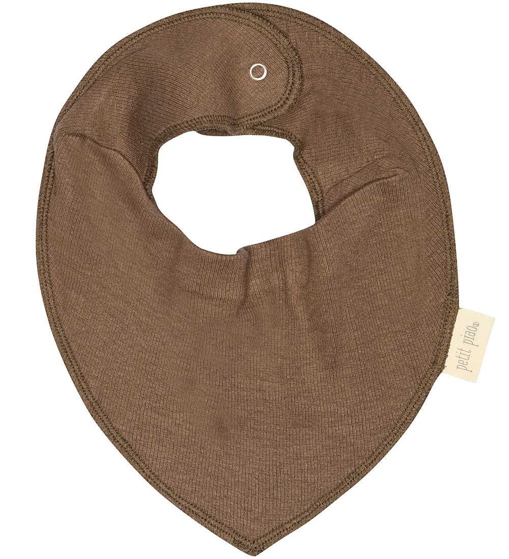Petit Piao Teething Bib - Rib - Modal - Chocolate Brown