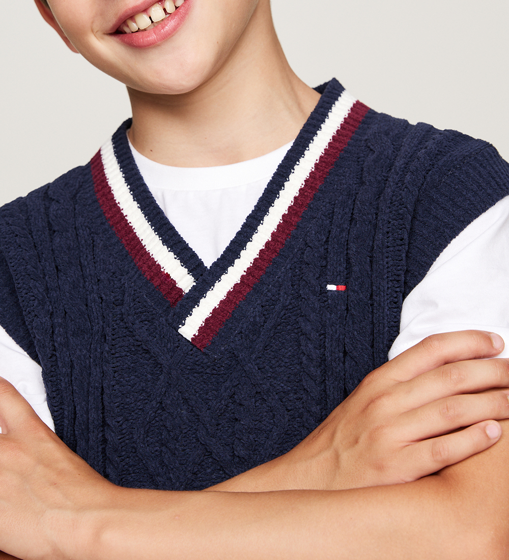 Tommy Hilfiger Weste - Strick - Global Chenille - Desert Sky