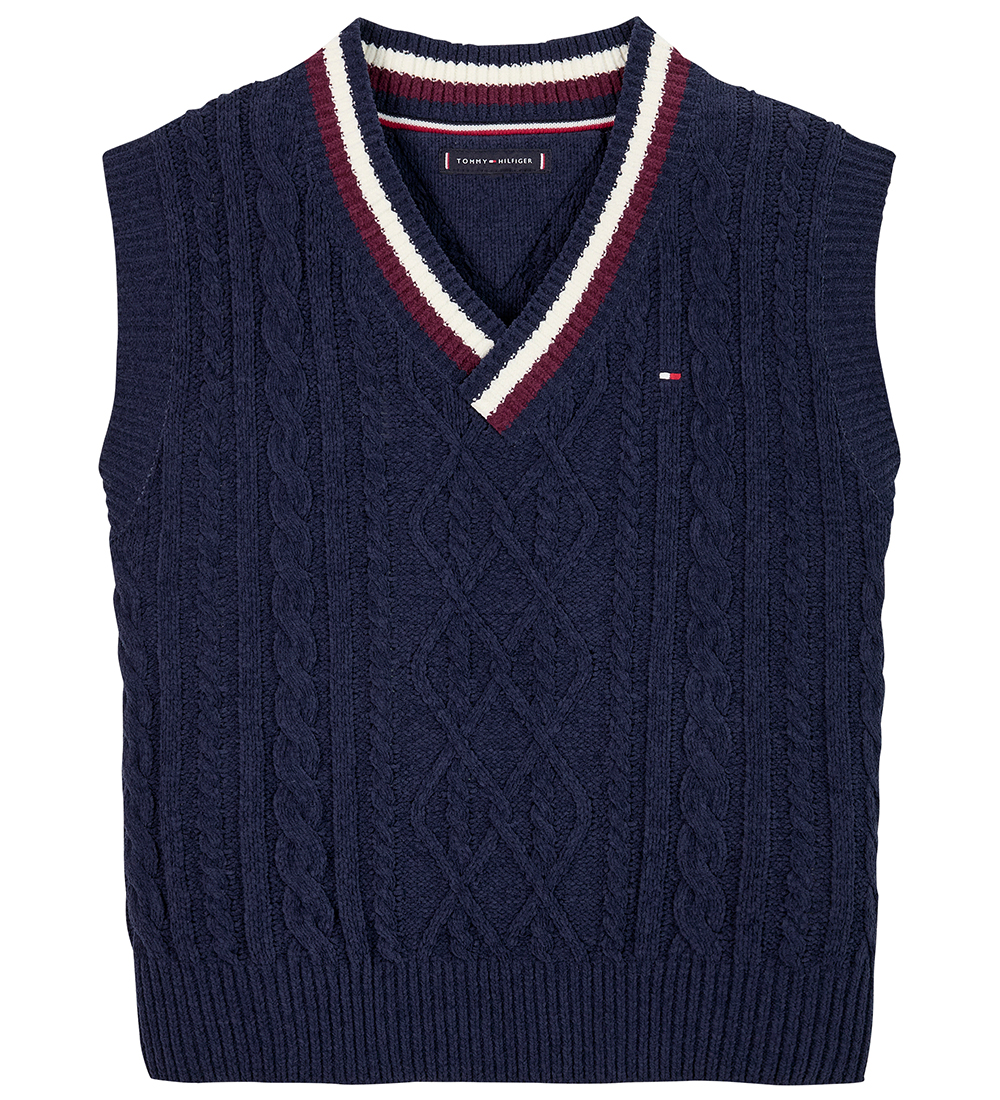 Tommy Hilfiger Weste - Strick - Global Chenille - Desert Sky