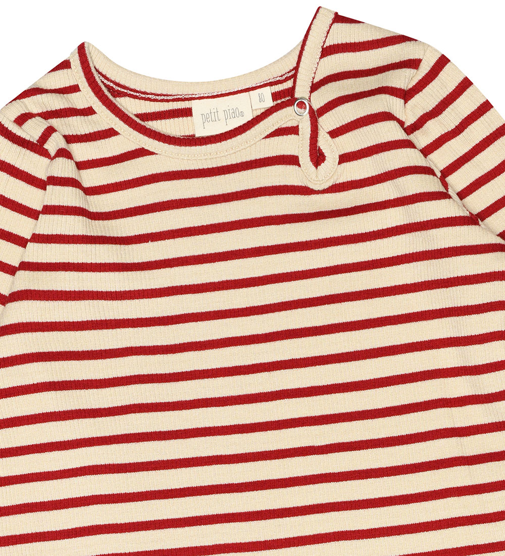 Petit Piao Kjóll - Rib - Modal - Chili Pepper/Dark Offwhite