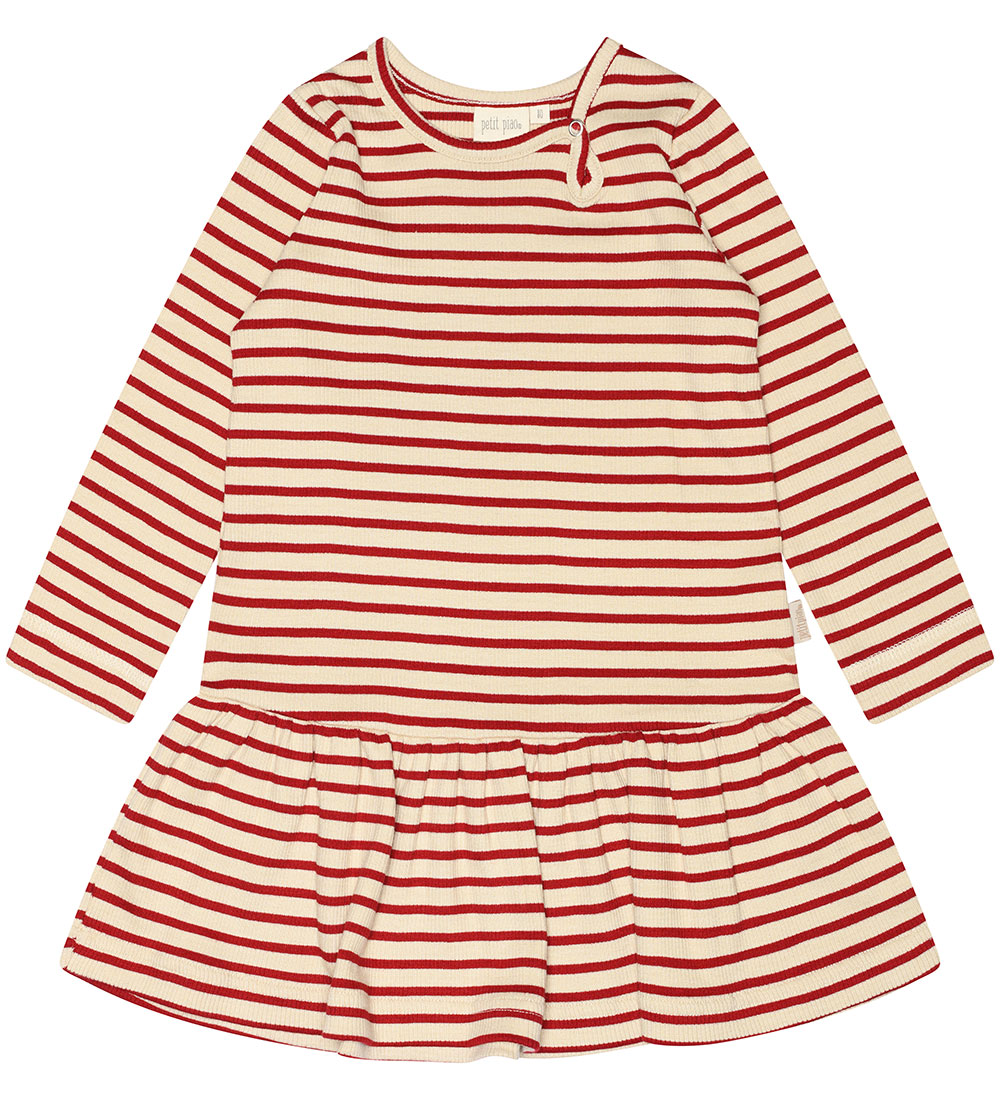 Petit Piao Kjóll - Rib - Modal - Chili Pepper/Dark Offwhite