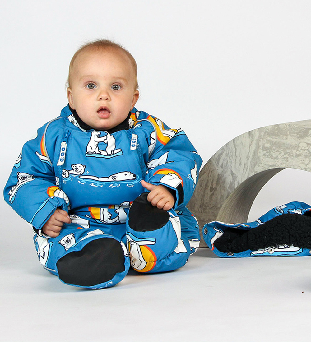 Småfolk Snowsuit - Solid Blue w. Polar bears