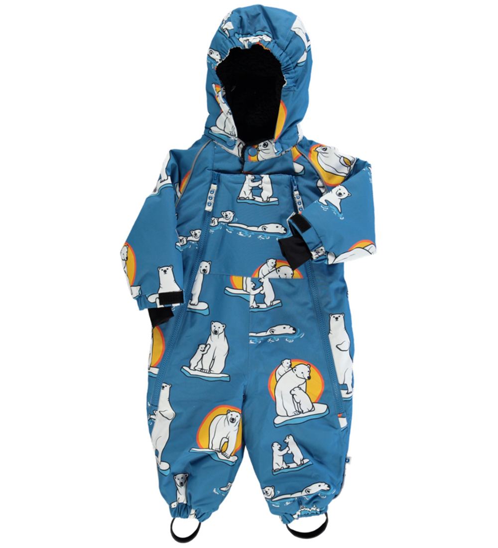 Småfolk Snowsuit - Solid Blue w. Polar bears