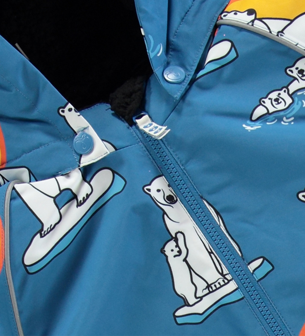 Småfolk Snowsuit - Solid Blue w. Polar bears