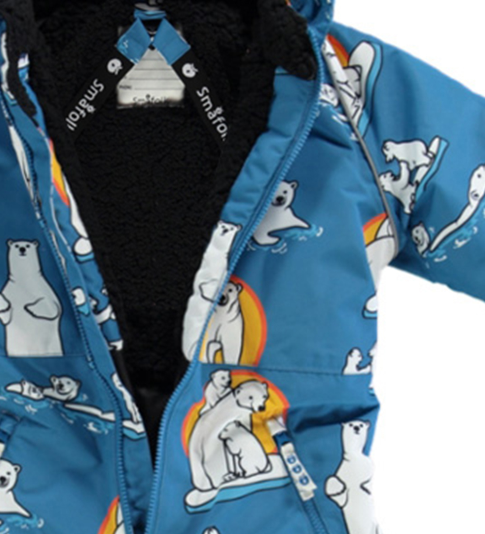 Småfolk Snowsuit - Solid Blue w. Polar bears