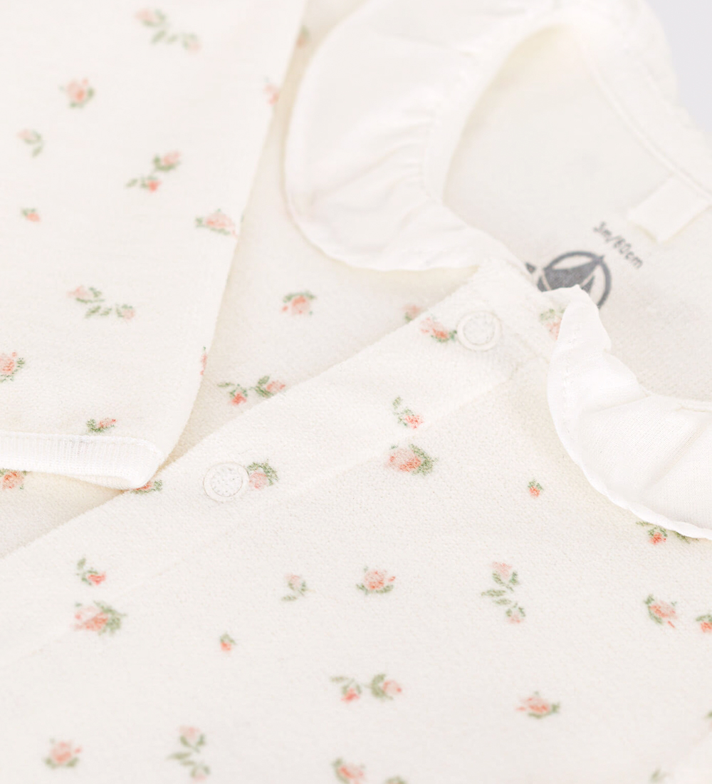Petit Bateau Nightsuit - Velvet - White/Pink