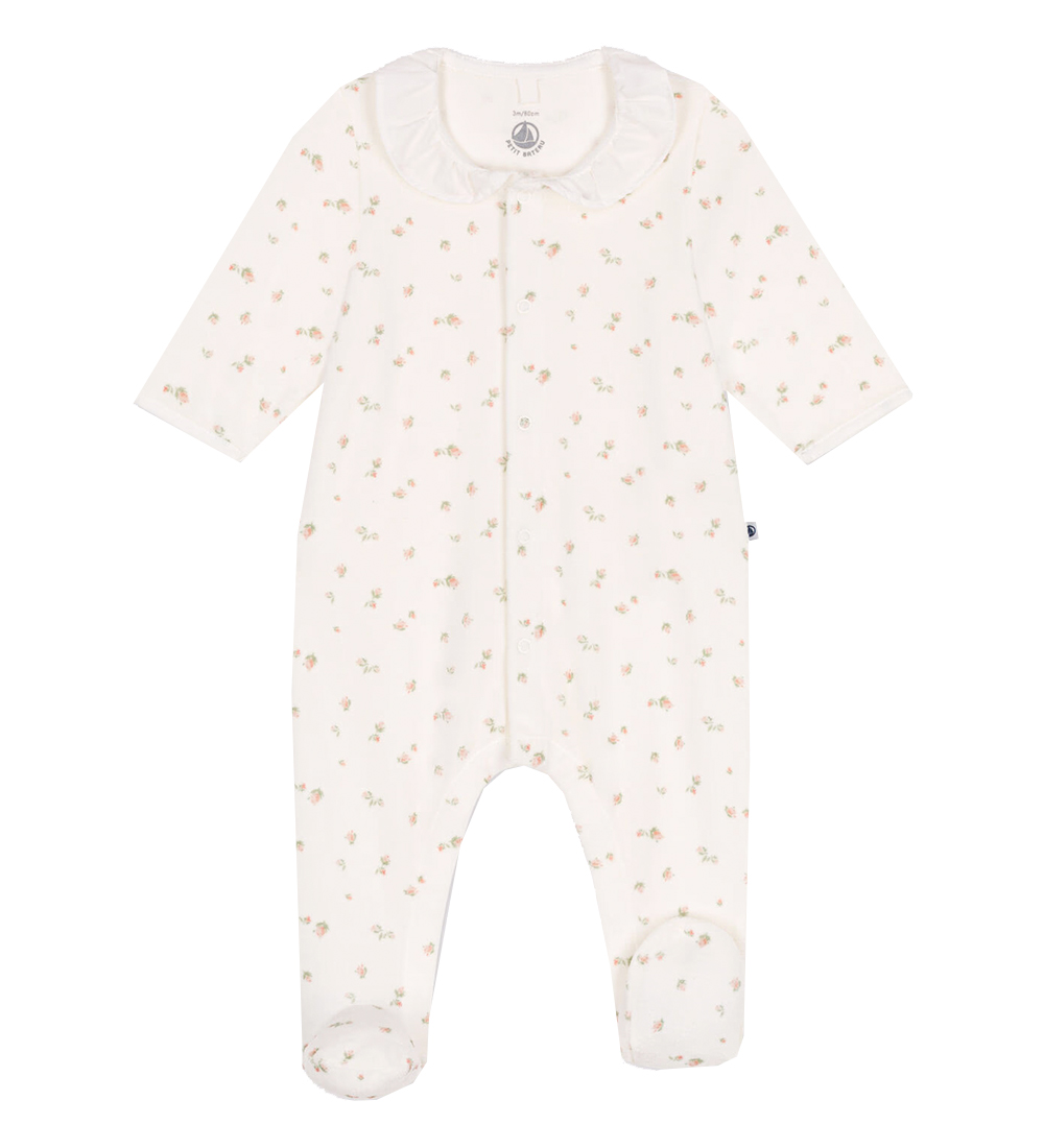 Petit Bateau Nightsuit - Velvet - White/Pink