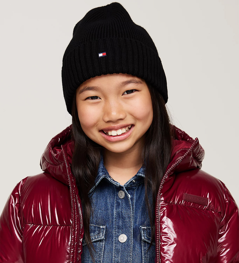 Tommy Hilfiger Beanie - Knitted - Small Flag Beanie - Black