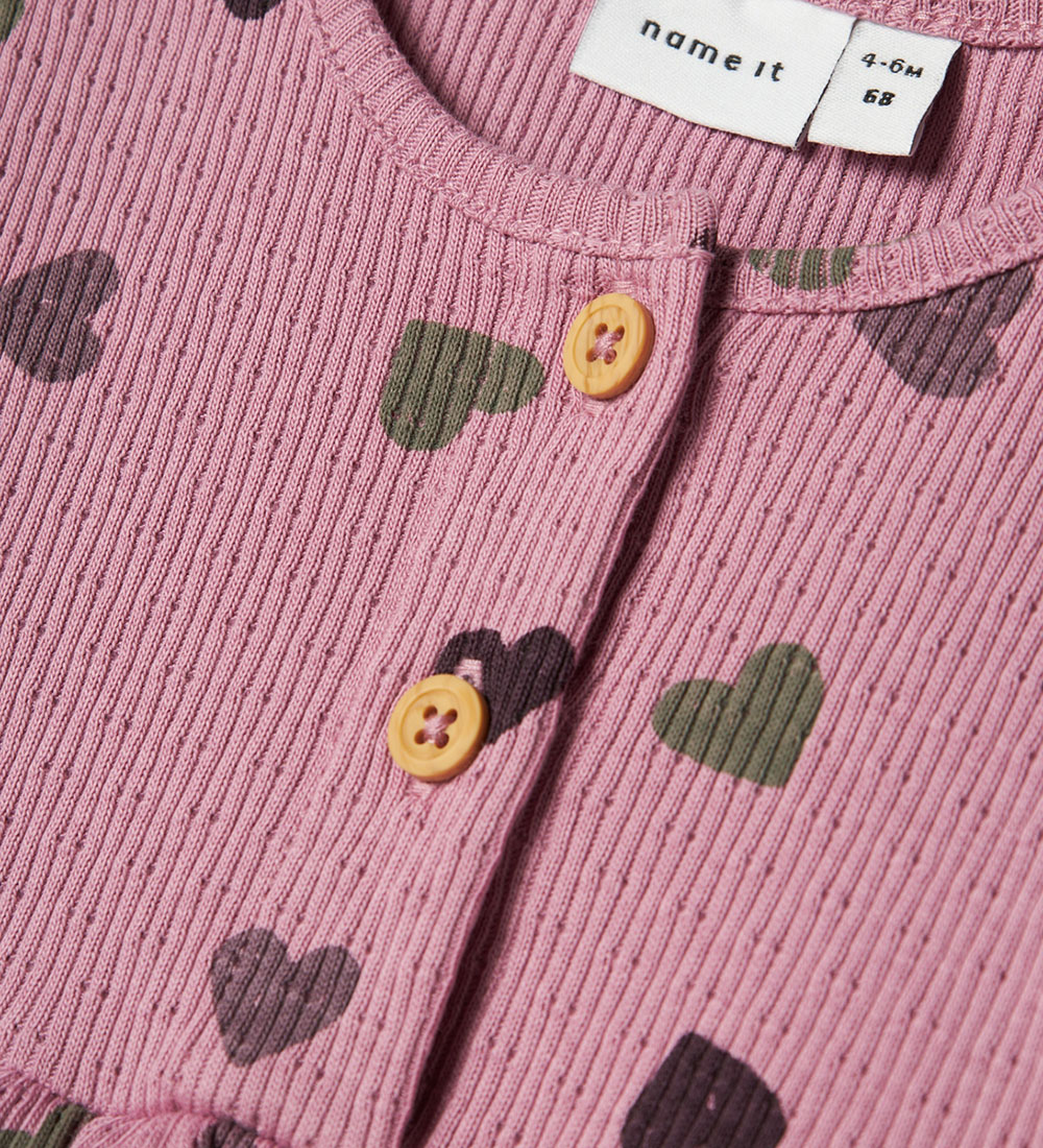 Robe Name It - Rib - NbfNitte - Mauve Orchid av. Cœurs