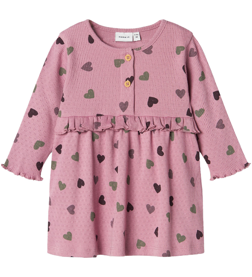 Robe Name It - Rib - NbfNitte - Mauve Orchid av. Cœurs