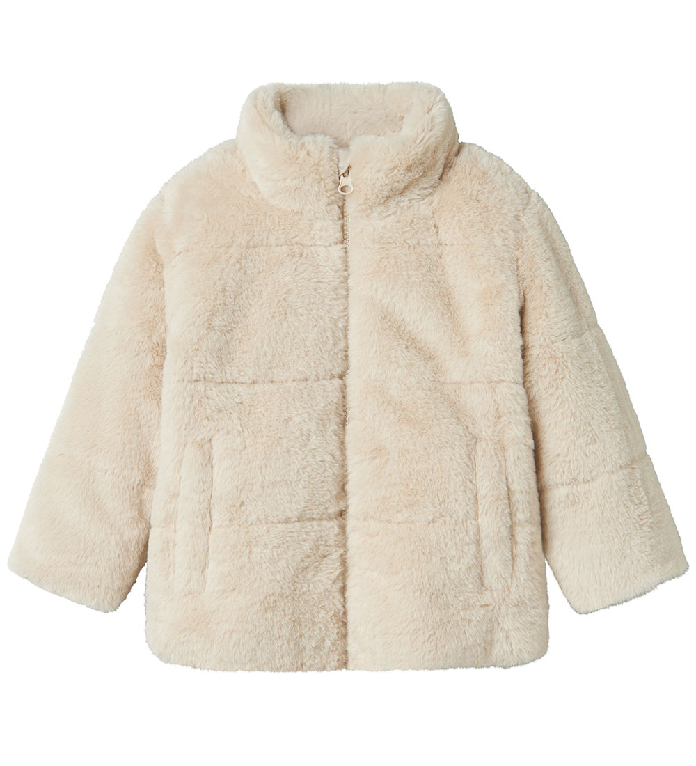 Name It Jacket - Faux Fur - NmfMila - Moonbeam