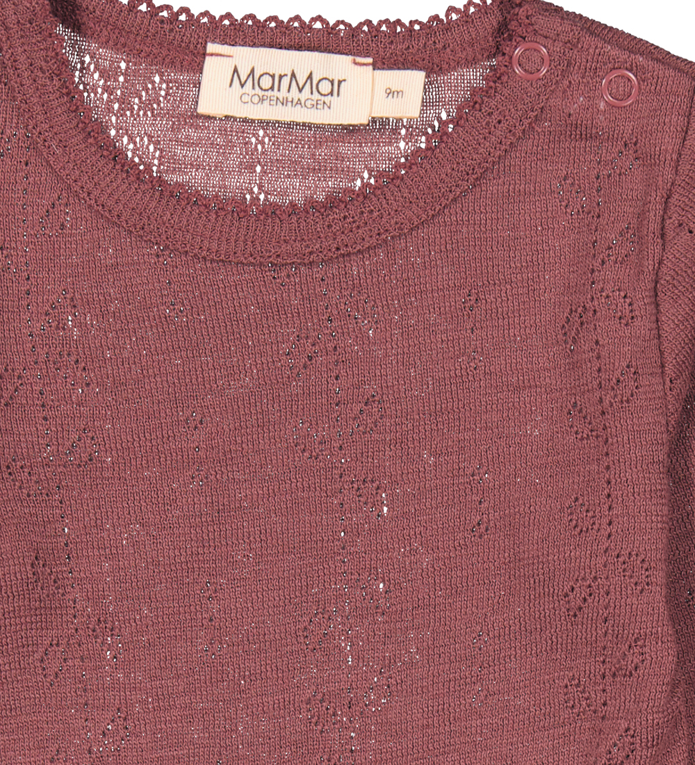 MarMar Bodysuit L/æ - Wool - Benedikte - Berry Blend w. Pointell