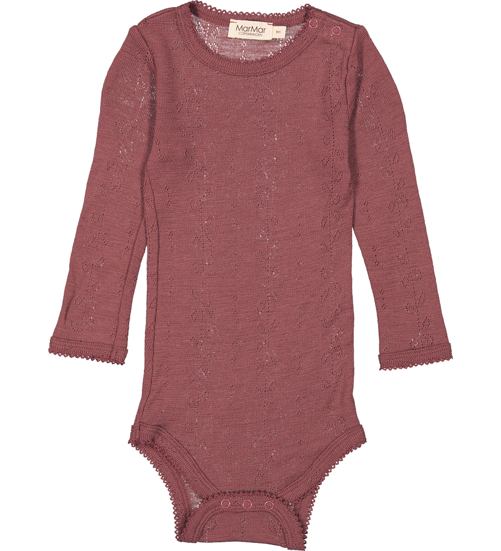 MarMar Bodysuit L/æ - Wool - Benedikte - Berry Blend w. Pointell