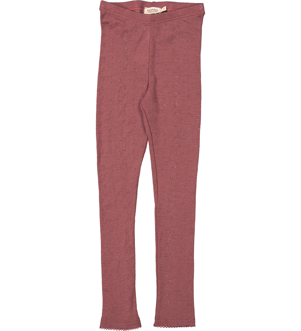 MarMar Leggings - Wool - Berry Blend w. Pointelle