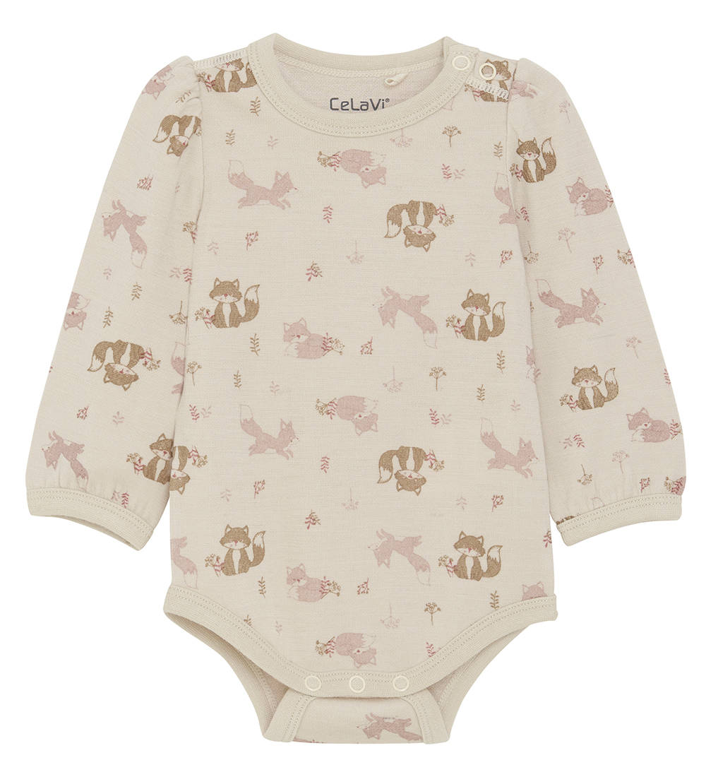 CeLaVi Bodysuit L/æ - Wool/Viscose - Starling w. Fox